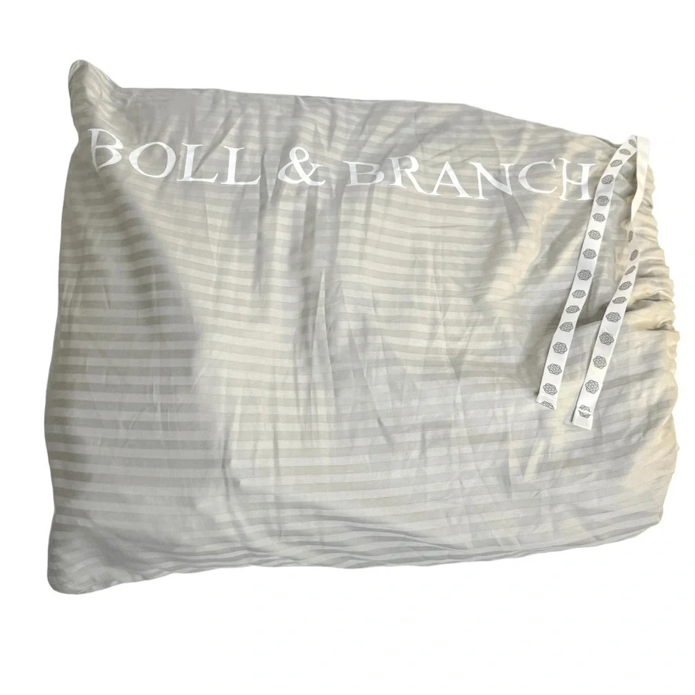BOLL & BRANCH Signature Stripe Duvet Cover & Shams NEW Pewter Gray King Cal King